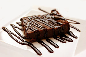 brownie with chocolate sauce